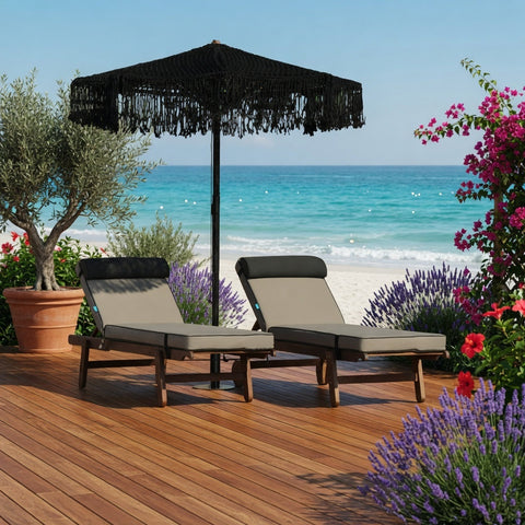 Set 3 pieces Sunlounges-St Tropez & Umbrella Macrame-Mai Tai